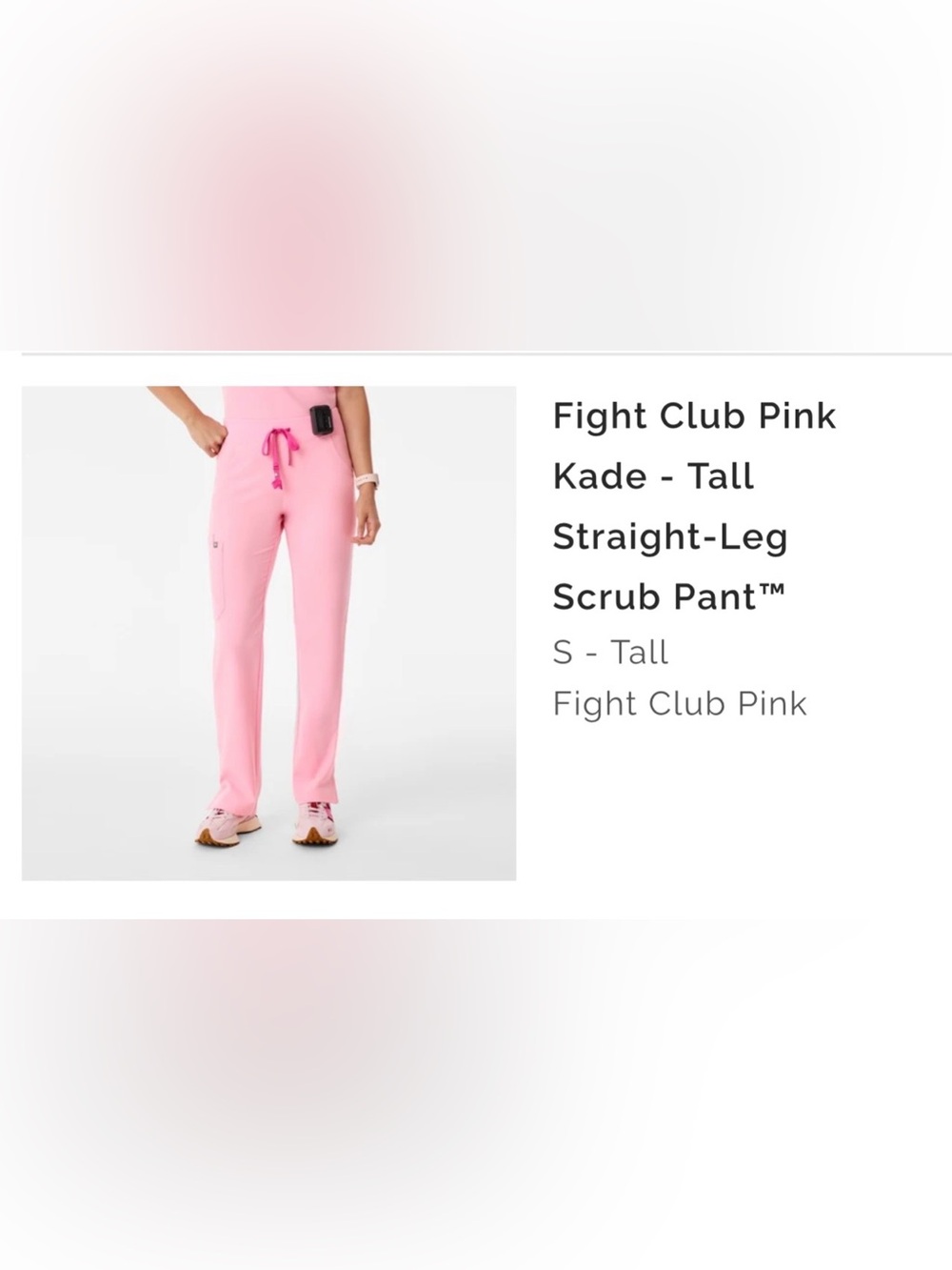 FIGS Kade Straight-Leg Scrub Pants in Fight Club Pink